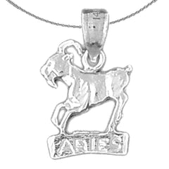 Colgante con signo del zodíaco Aries de plata de ley (bañado en rodio o oro amarillo)