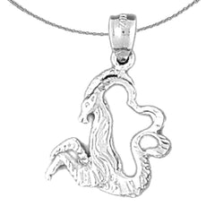 Sterling Silver Capricorn Zodiac Sign Pendant (Rhodium or Yellow Gold-plated)