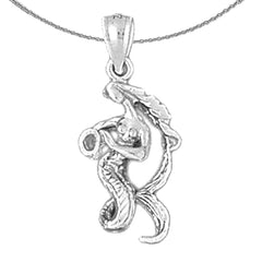 Sterling Silver Aquarius Zodiac Sign Pendant (Rhodium or Yellow Gold-plated)