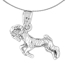 Sterling Silver Aries Zodiac Sign Pendant (Rhodium or Yellow Gold-plated)