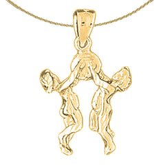 Sterling Silver Gemini Zodiac Sign Pendant (Rhodium or Yellow Gold-plated)