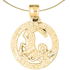 Sterling Silver Capricorn Zodiac Sign Pendant (Rhodium or Yellow Gold-plated)