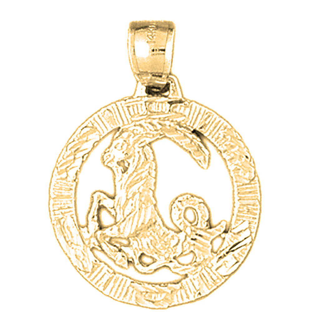 Yellow Gold-plated Silver Capricorn Zodiac Sign Pendant