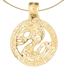 Sterling Silver Pisces Zodiac Sign Pendant (Rhodium or Yellow Gold-plated)