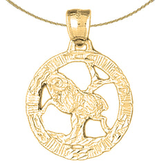 Colgante con signo del zodíaco Aries de plata de ley (bañado en rodio o oro amarillo)