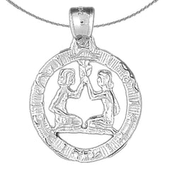Colgante con signo del zodíaco Géminis de plata de ley (chapado en rodio o oro amarillo)