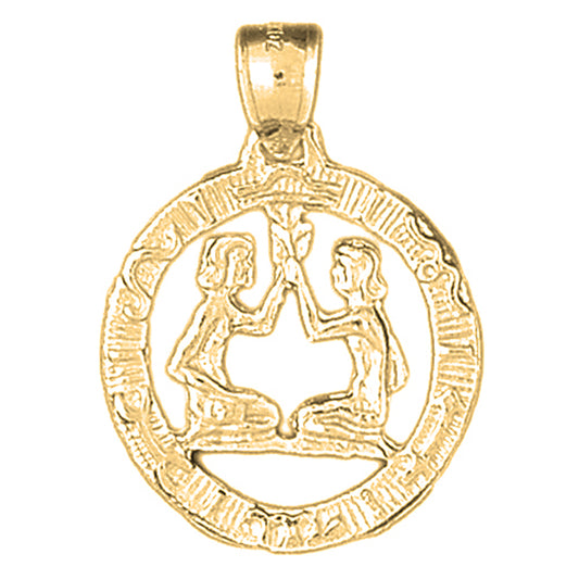 Yellow Gold-plated Silver Gemini Zodiac Sign Pendant