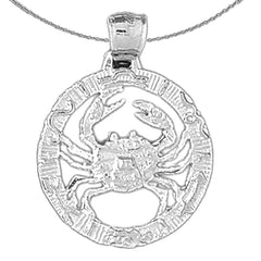 Sterling Silver Cancer Zodiac Sign Pendant (Rhodium or Yellow Gold-plated)