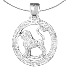 Sterling Silver Leo Zodiac Sign Pendant (Rhodium or Yellow Gold-plated)