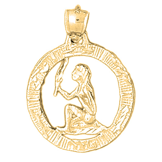 Yellow Gold-plated Silver Virgo Zodiac Sign Pendant
