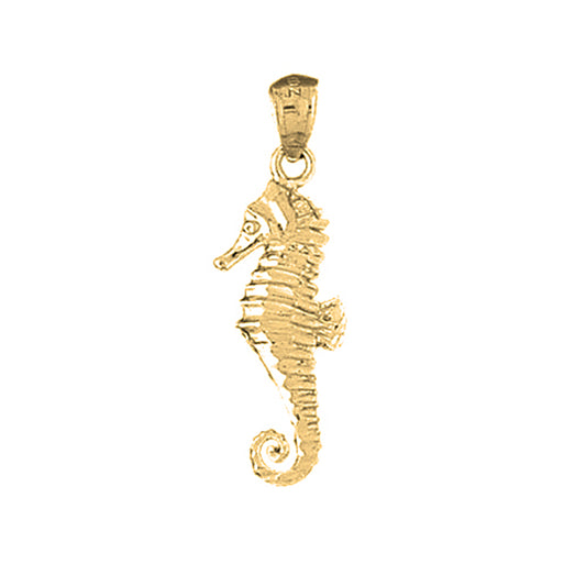 Yellow Gold-plated Silver Seahorse Pendant