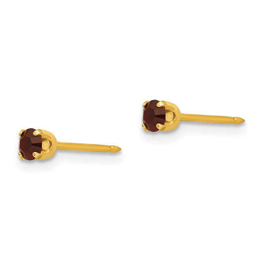 Inverness 14K Yellow Gold 3mm January Crystal Birthstone Post Earrings