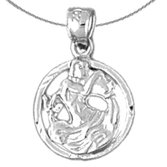 Sterling Silver Aquarius Zodiac Sign Pendant (Rhodium or Yellow Gold-plated)