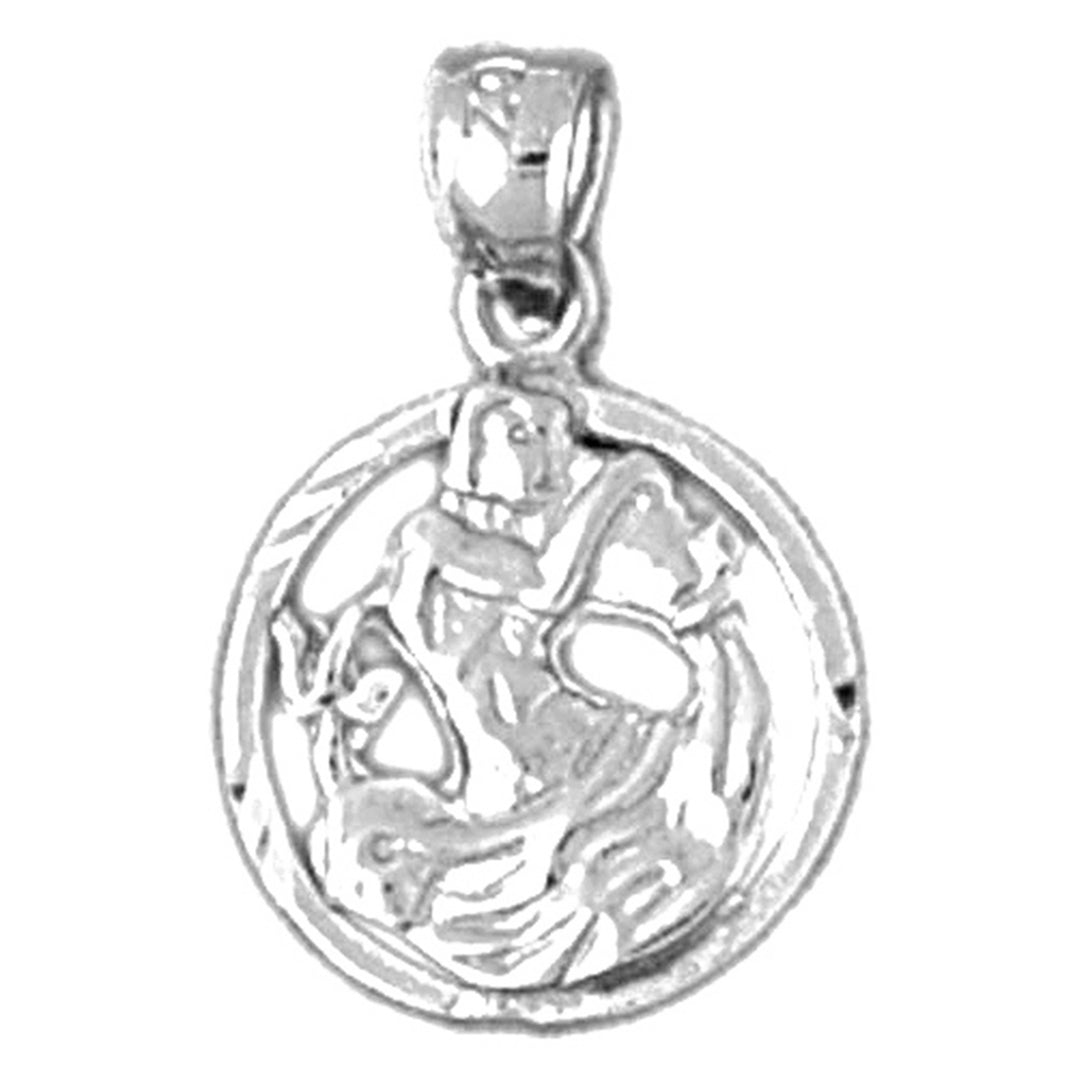 Sterling Silver Aquarius Zodiac Sign Pendant