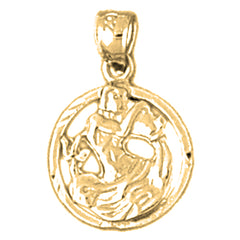 Yellow Gold-plated Silver Aquarius Zodiac Sign Pendant