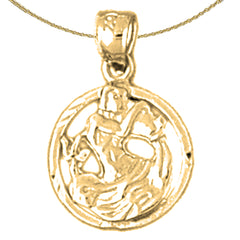 Sterling Silver Aquarius Zodiac Sign Pendant (Rhodium or Yellow Gold-plated)