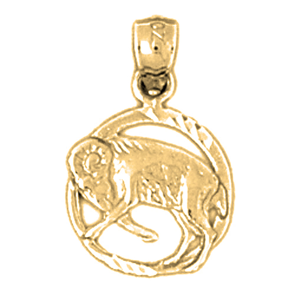 Yellow Gold-plated Silver Aries Zodiac Sign Pendant