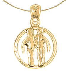 Sterling Silver Gemini Zodiac Sign Pendant (Rhodium or Yellow Gold-plated)