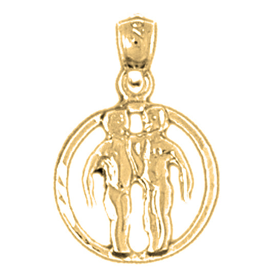 Yellow Gold-plated Silver Gemini Zodiac Sign Pendant