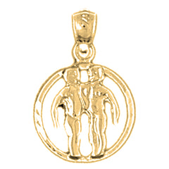 Yellow Gold-plated Silver Gemini Zodiac Sign Pendant