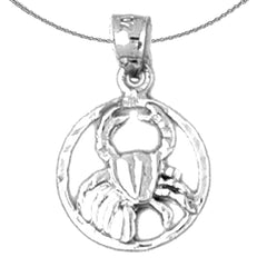 Sterling Silver Cancer Zodiac Sign Pendant (Rhodium or Yellow Gold-plated)