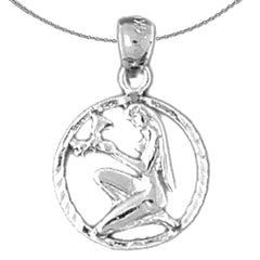 Sterling Silver Virgo Zodiac Sign Pendant (Rhodium or Yellow Gold-plated)