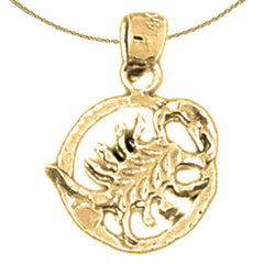 Sterling Silver Scorpio Zodiac Sign Pendant (Rhodium or Yellow Gold-plated)