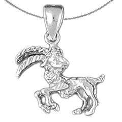 Sterling Silver Capricorn Zodiac Sign Pendant (Rhodium or Yellow Gold-plated)