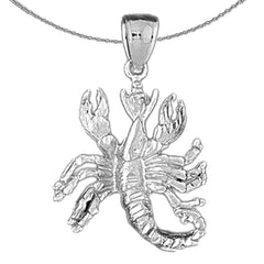 Sterling Silver Scorpio Zodiac Sign Pendant (Rhodium or Yellow Gold-plated)