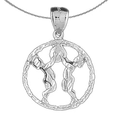 Sterling Silver Gemini Zodiac Sign Pendant (Rhodium or Yellow Gold-plated)