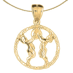 Colgante con signo del zodíaco Géminis de plata de ley (chapado en rodio o oro amarillo)