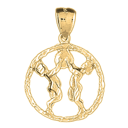 Yellow Gold-plated Silver Gemini Zodiac Sign Pendant