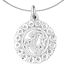 Sterling Silver Capricorn Zodiac Sign Pendant (Rhodium or Yellow Gold-plated)