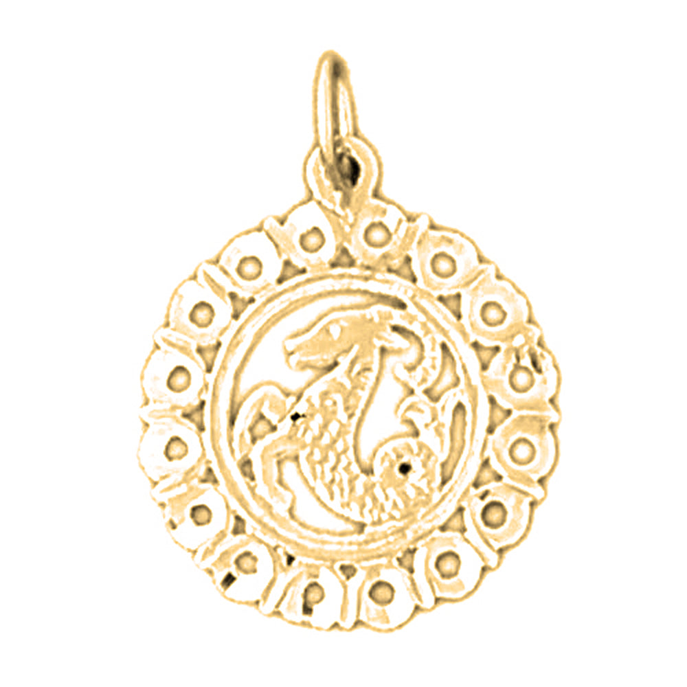 Yellow Gold-plated Silver Capricorn Zodiac Sign Pendant