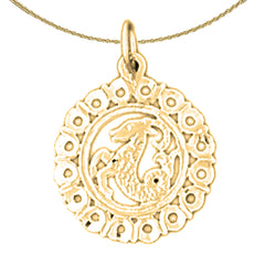 Sterling Silver Capricorn Zodiac Sign Pendant (Rhodium or Yellow Gold-plated)