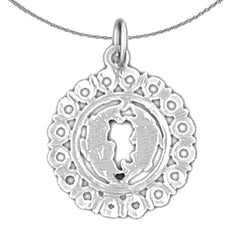 Sterling Silver Pisces Zodiac Sign Pendant (Rhodium or Yellow Gold-plated)