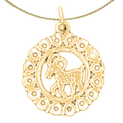 Sterling Silver Aries Zodiac Sign Pendant (Rhodium or Yellow Gold-plated)