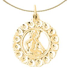 Sterling Silver Gemini Zodiac Sign Pendant (Rhodium or Yellow Gold-plated)