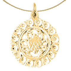 Sterling Silver Cancer Zodiac Sign Pendant (Rhodium or Yellow Gold-plated)