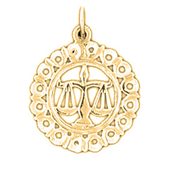 Yellow Gold-plated Silver Libra Zodiac Sign Pendant