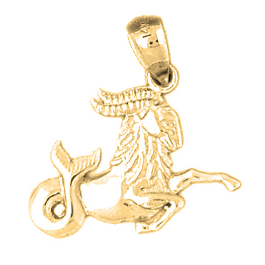 Yellow Gold-plated Silver Capricorn Zodiac Sign Pendant