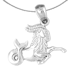 Sterling Silver Capricorn Zodiac Sign Pendant (Rhodium or Yellow Gold-plated)