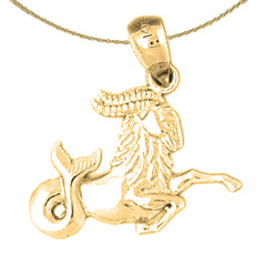 Sterling Silver Capricorn Zodiac Sign Pendant (Rhodium or Yellow Gold-plated)