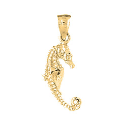 Yellow Gold-plated Silver Seahorse 3D Pendant