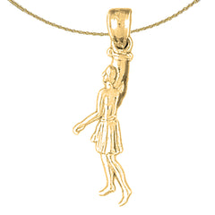 Sterling Silver Aquarius Zodiac Sign Pendant (Rhodium or Yellow Gold-plated)