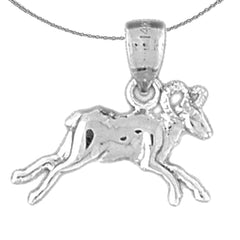 Sterling Silver Aries Zodiac Sign Pendant (Rhodium or Yellow Gold-plated)