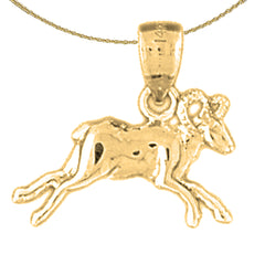 Sterling Silver Aries Zodiac Sign Pendant (Rhodium or Yellow Gold-plated)