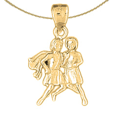 Sterling Silver Gemini Zodiac Sign Pendant (Rhodium or Yellow Gold-plated)