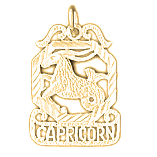 Yellow Gold-plated Silver Capricorn Zodiac Sign Pendant