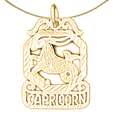 Sterling Silver Capricorn Zodiac Sign Pendant (Rhodium or Yellow Gold-plated)